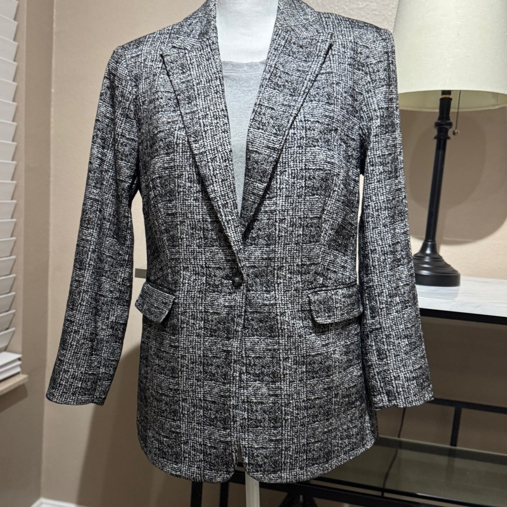 Size 12 Nine West Chic Black and Gray Blazer Jacket Coat